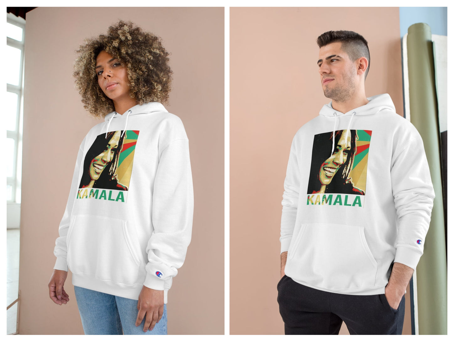 Sweatshirt: CHAMPION Hoodie - "KAMALA" Harris Tribute(Adult)