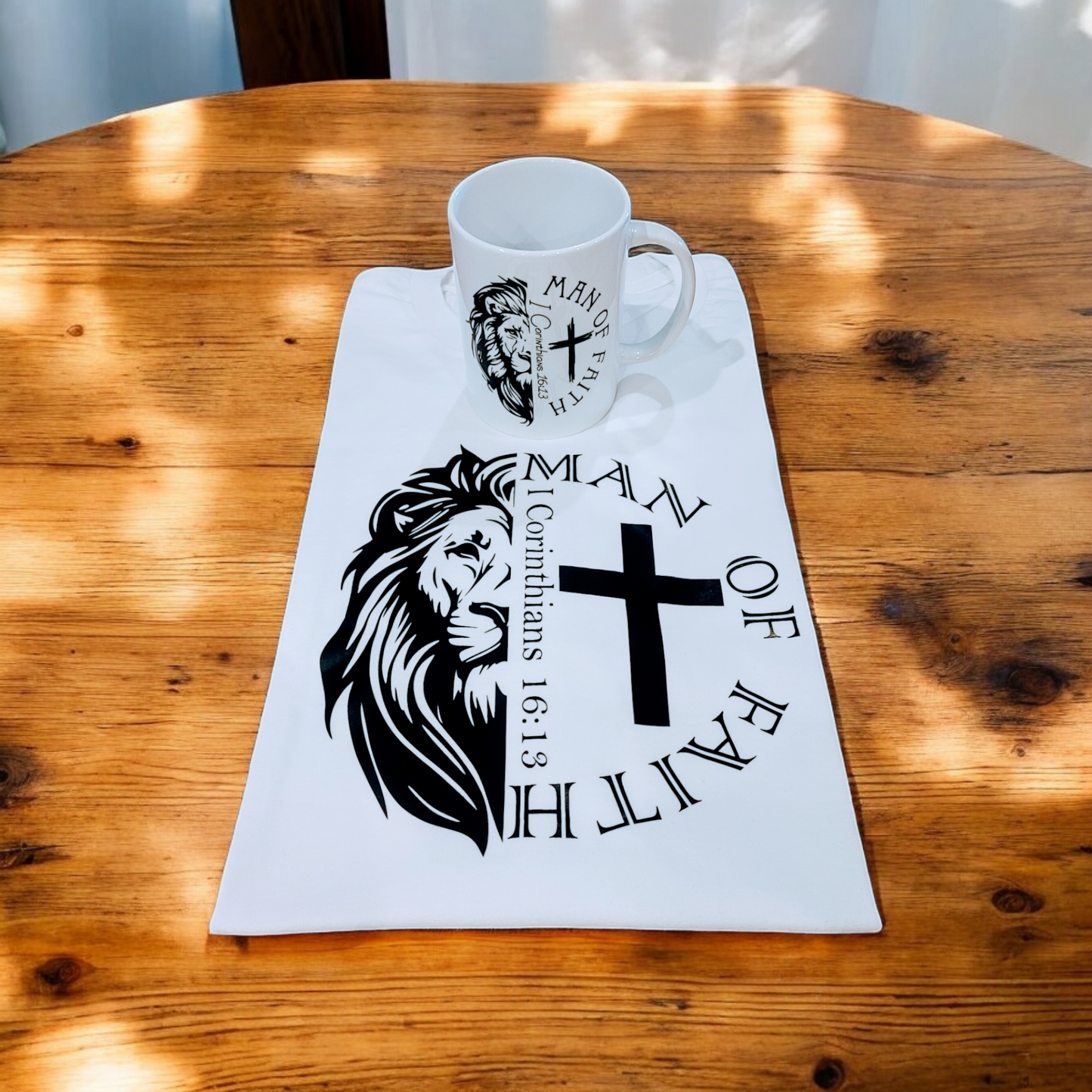 T-Shirt + Coffee Mug: "Man Of Faith"